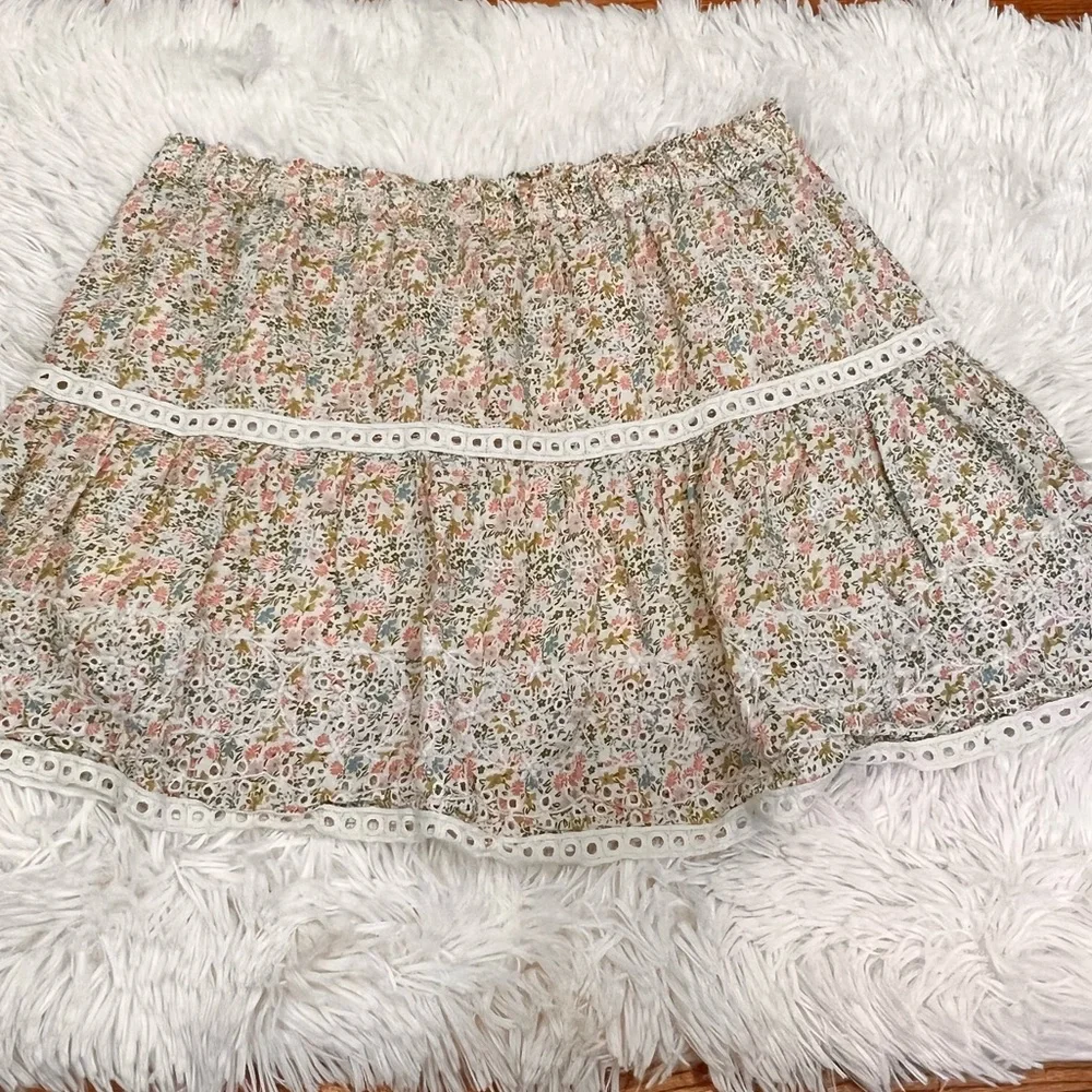 Jennifer &‎ Grace women floral teacup white mini skirt size XL